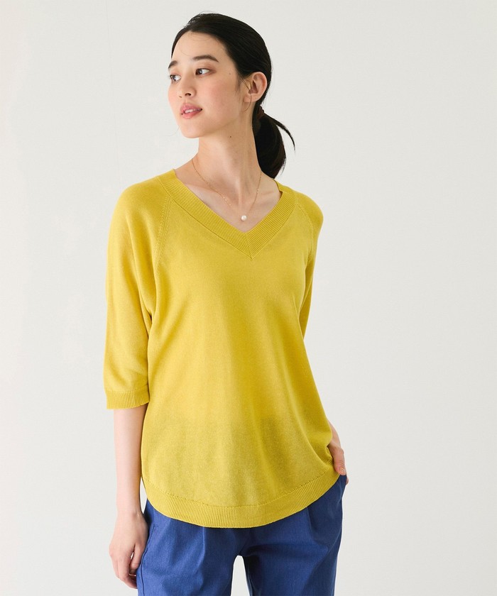 セール】Vネック5分袖ニットトップス (508205883) | ジャイロ