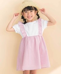 Noeil aime BeBe/【お揃い】ドットドビーｘストレッチフライス肩フリルドッキングワンピース(80~1/508194704