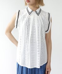 Three Four Time /スリーフォータイム Three Four Time レース刺繍ノースリーブブラウス ＠/508203198