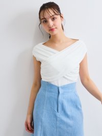 QUEENS COURT/クイーンズコート QUEENS COURT フロントクロスオフショルカットトップス≪手洗い可能≫/508206085