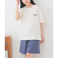 Honeys/ハニーズ Honeys ワンポイントルームウェア（上下セット） ルームウェア 部屋着 上下セット Tシャツ 半袖Tシャツ ショートパンツ 刺繍 綿100% レデ/508207270