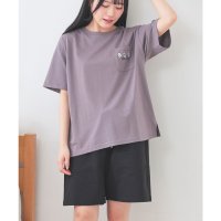 Honeys/ハニーズ Honeys ワンポイントルームウェア（上下セット） ルームウェア 部屋着 上下セット Tシャツ 半袖Tシャツ ショートパンツ 刺繍 綿100% レデ/508207270