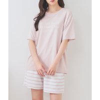 Honeys/ハニーズ Honeys ロゴプリントルームウェア（上下セット） ルームウェア 部屋着 ハニさら 接触冷感 UVカット 上下セット Tシャツ ショートパンツ レデ/508207271