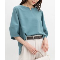 Honeys/ハニーズ Honeys ランタン6分袖ブラウス トップス ブラウス ランタン袖 麻調 リネンライク ワッシャー加工 無地 スリット フェミニン 夏 白 レディー/508207281