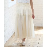 Honeys/ハニーズ Honeys ティアードスカート ボトムス スカート ロングスカート ロング丈 ギャザースカート シャーリングスカート シアー 無地 ウエストゴム レ/508207286