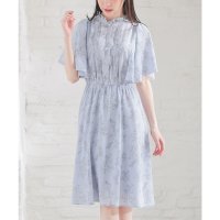 Honeys/ハニーズ Honeys フレア袖ワンピース ワンピース 半袖 ひざ丈 フレア袖 花柄 ピンタック 膝丈 ウエストゴム 裏地付き ガーリー 夏 白 レディース/508207287