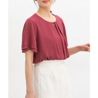 Honeys/ハニーズ Honeys メタルパーツ付ブラウス トップス ブラウス 半袖 大きいサイズ オフィス きれいめ メタルパーツ付き 無地 ストライプ柄 レディース/508207293