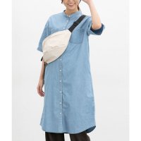 Honeys/ハニーズ Honeys 半袖デニムワンピース ワンピース 半袖 ロング丈 ハニさら デニムワンピース 半袖ワンピース 接触冷感 マオカラー レスウォーター レデ/508207296