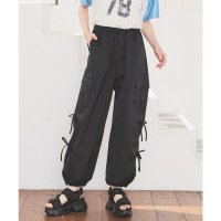 Honeys/ハニーズ Honeys リボン付カーゴパンツ ボトムス パンツ カーゴパンツ ストレートパンツ リボン付き 2way 再生ポリエステル 無地 ウエストゴム レデ/508207305