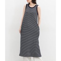 Honeys/ハニーズ Honeys カップ付ワンピース ワンピース ノースリーブ ロング丈 UVカット カップ付 ロングワンピース 無地 ボーダー柄 綿混 ワッフル素材 レ/508207328