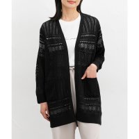 Honeys/ハニーズ Honeys 8分袖透かし編トッパー トップス カーディガン ウォッシャブル トッパーカーディガン 透かし編み 無地 アクリル スリット Vネック レ/508207337