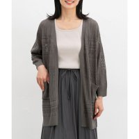Honeys/ハニーズ Honeys 8分袖透かし編トッパー トップス カーディガン ウォッシャブル トッパーカーディガン 透かし編み 無地 アクリル スリット Vネック レ/508207337