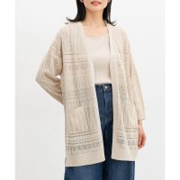 Honeys/ハニーズ Honeys 8分袖透かし編トッパー トップス カーディガン ウォッシャブル トッパーカーディガン 透かし編み 無地 アクリル スリット Vネック レ/508207337