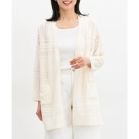 Honeys/ハニーズ Honeys 8分袖透かし編トッパー トップス カーディガン ウォッシャブル トッパーカーディガン 透かし編み 無地 アクリル スリット Vネック レ/508207337