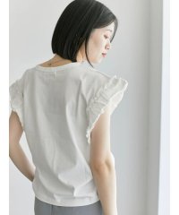 Samansa Mos2 blue/【接触冷感】フリル袖フレンチT/508207361