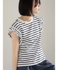 Samansa Mos2 blue/【接触冷感】フリル袖フレンチT/508207361