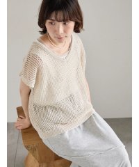 Samansa Mos2 blue/メランジラメメッシュニットベスト/508207363