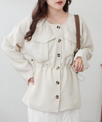 NICE CLAUP/OLIVE des OLIVE OUTLET/【WEB先行予約】ノーカラーウエストドロストジャケット/508207436