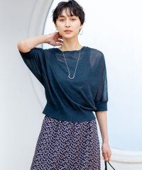 NIJYUSANKU（LARGE SIZE）/【洗える】シャイニーシアー 5分袖 カーディガン/508207561