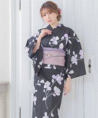 Retica/レティカ Retica 黒地にグラデーション菖蒲 ゆかた3点セット (浴衣+作り帯+下駄)/508207621