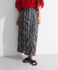 Green Parks/グリーン パークス Green Parks チェック柄シャーリングIラインスカート/508207638