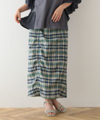 Green Parks/グリーン パークス Green Parks チェック柄シャーリングIラインスカート/508207638