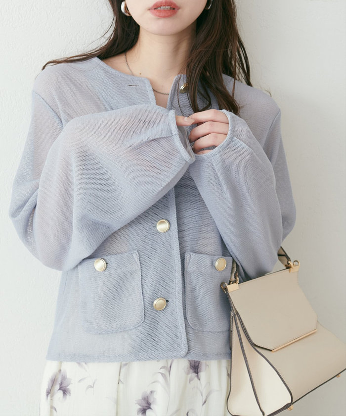 natural couture ラッセルノーカラー羽織ジャケット クーポン】【natural couture】ラッセルノーカラー羽織