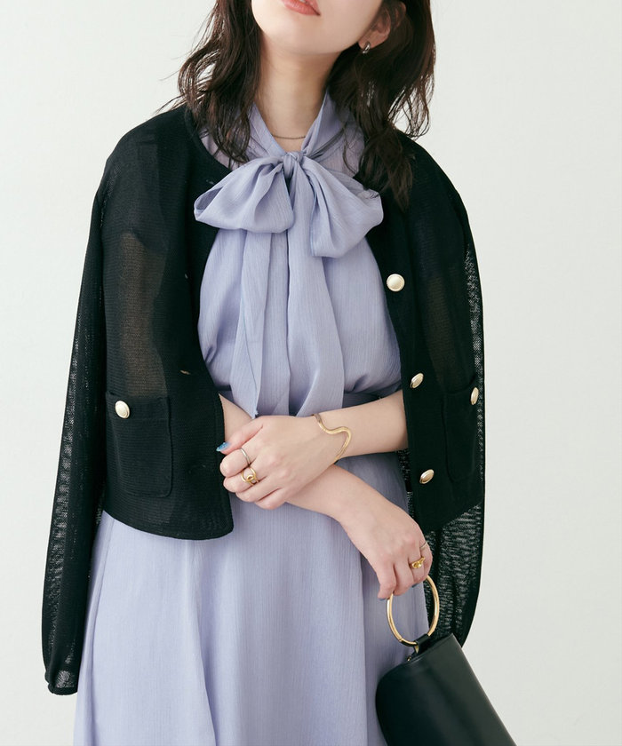 natural couture ラッセルノーカラー羽織ジャケット クーポン】【natural couture】ラッセルノーカラー羽織