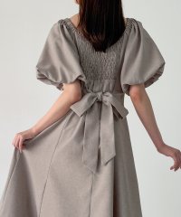 JUNOAH/ジュノア JUNOAH バックリボンフレアワンピース(薄手、裏地なし)/508208192