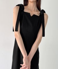 JUNOAH/ジュノア JUNOAH 肩リボンリネン混サイドプリーツマーメイドキャミワンピース/508208193