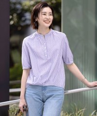 J.PRESS LADIES（LARGE SIZE）/【洗える】アセVisギンガム バンドカラー ブラウス/508208472
