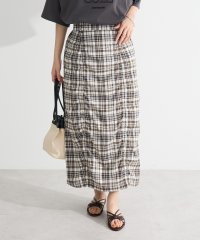 Green Parks/グリーン パークス Green Parks チェック柄シャーリングIラインスカート/508207638