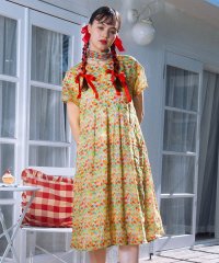Jocomomola/Verde esmeralda リネンプリントワンピース/508208747