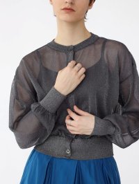Aga/アーガ Aga ラメニットシアーカーディガン/508210115