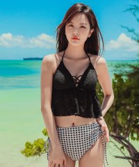 Lace Ladies/レースレディース Lace Ladies レースペプラムキャミソールビキニ・ハイウエストショーツ 水着2点セット【返品不可商品】/507122564