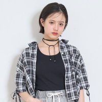Lovetoxic/ラブトキシック Lovetoxic ドロスト半袖チェックシャツ/508208042