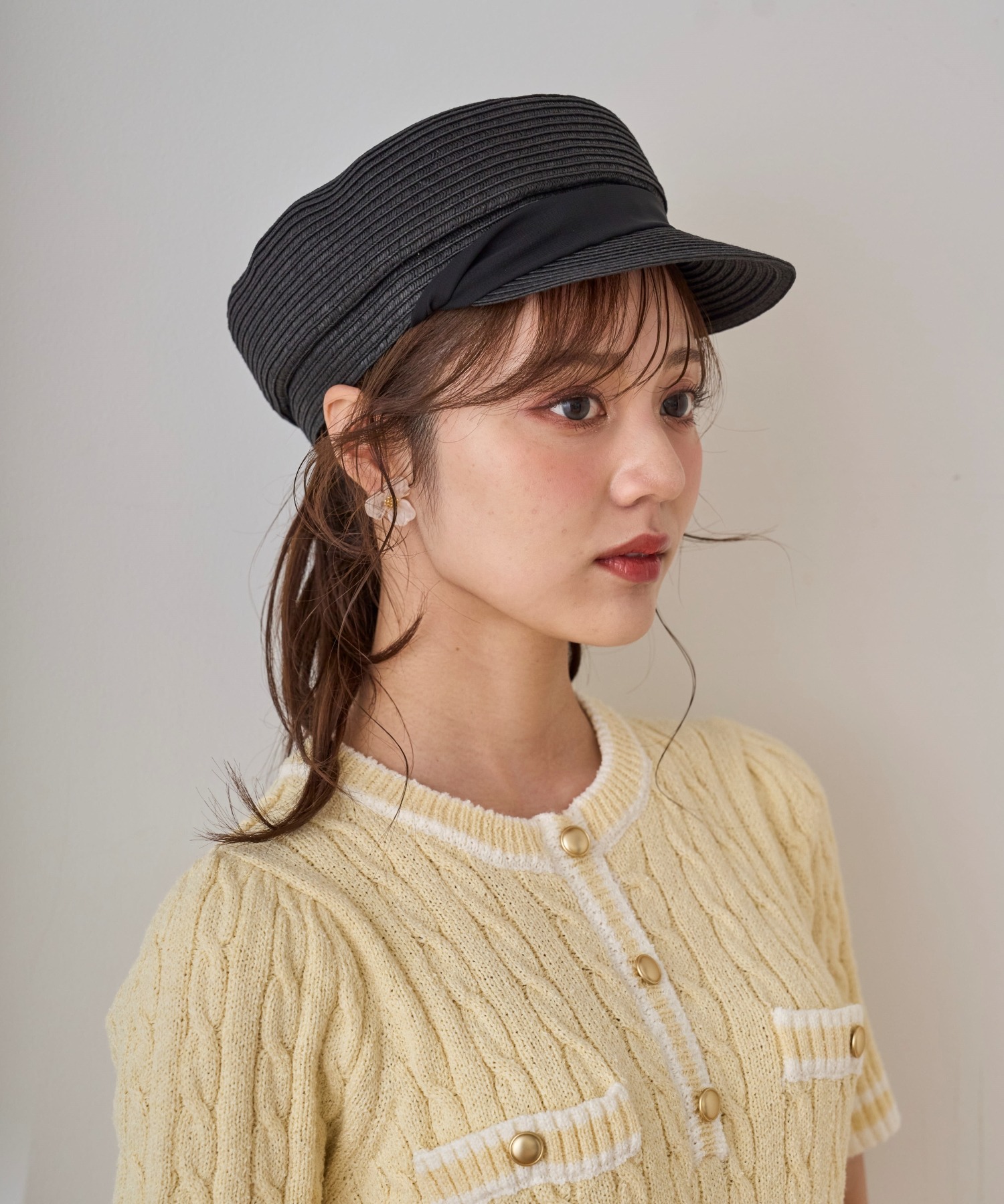 DIOR 黒 レザー ネット付きキャスケット ChristianDior 黒 レザー ネット付きキャスケット