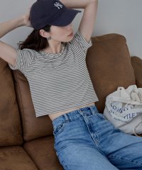 etoll./エトル etoll. シアーボーダークロップドTシャツ/508211078