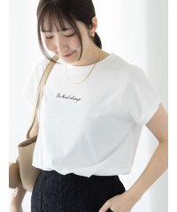 Te chichi TERRASSE/【接触冷感】筆記体ミニロゴフレンチスリーブTシャツ/508211202