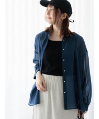 Te chichi TERRASSE/パール釦バンドカラーシアーシャツ/508211218