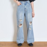 ラブトキシック Lovetoxic ダメージデニムワイドパンツ