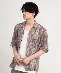 RATTLE TRAP/オルテガ柄シアーオープンカラー半袖シャツ/508211794