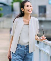 NIJYUSANKU/【一部店舗限定/吸水速乾/UVカット/接触冷感】ストレッチジョーゼット フレンチスリーブ ブルゾン/508211969