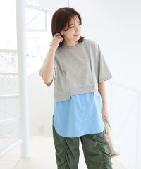 Green Parks/グリーン パークス Green Parks 裾タックミニ裏毛シャツドッキングチュニック/508212024