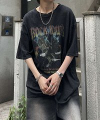 Confirm/コンファーム Confirm ヴィンテージライク ロックプリント レトロ ピグメント加工 ビッグシルエット半袖バンドTシャツ カットソー/508212314