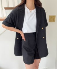LAUIR/ラウアー LAUIR 金釦ハーフスリーブリネン混シャツ＋ショートパンツset(薄手、シャツ裏地なし)/508212506