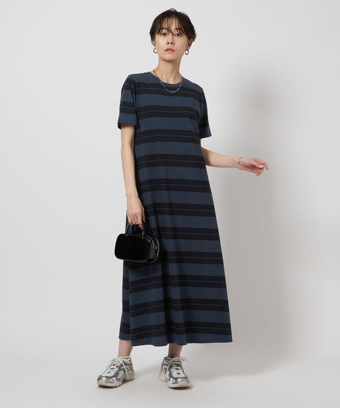 ユナイテッドアローズ　フィット＆フレアワンピース　ボーダー　手洗い可　36サイズ ユナイテッドアローズ フィット＆フレアワンピース ボーダー