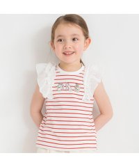 branshes/モチーフ刺繍肩フリルTシャツ/508213156