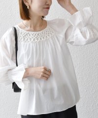 SHIPS any WOMEN/SHIPS any:〈手洗い可能〉ロープ デザイン ギャザースリーブ フレア ブラウス/508213575