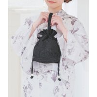 Honeys/ハニーズ Honeys 浴衣巾着（ワンハンドル） 和小物 浴衣用 ゆかた用 巾着 バッグ ウォッシャブル 古風 花柄レース オーガンジー ふくれジャカード レデ/508213597